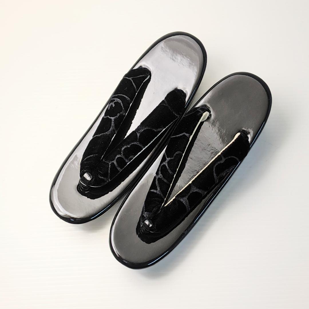 立体ベロア生地 振袖用 草履バッグ セット ブラック u62