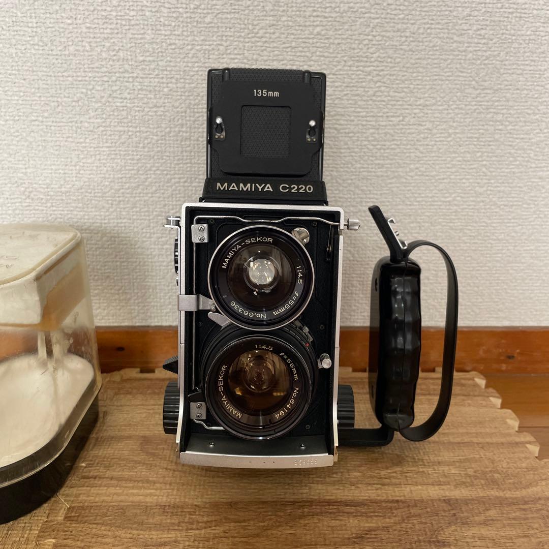 MAMIYA C220 55mmレンズ、135mmレンズ 、ハンドグリップセット