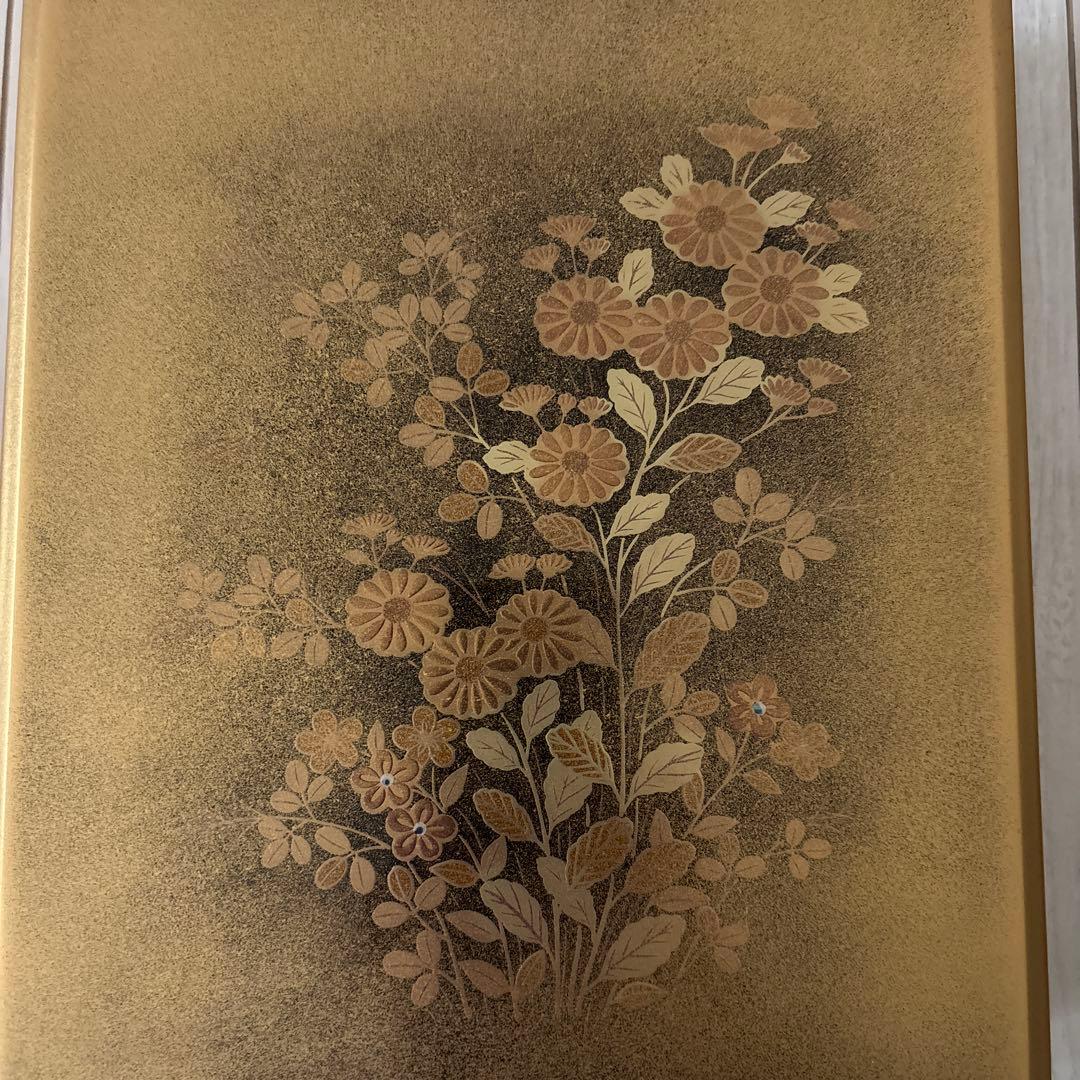特選 高級木製漆器 金色 花柄