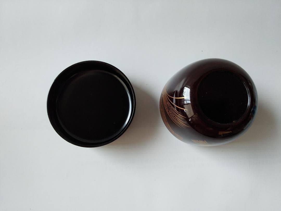 茶道具 茶器 溜塗 鳴子蒔絵 中棗 牧田芳祥 漆器 漆芸 抹茶 棗 共箱 新品