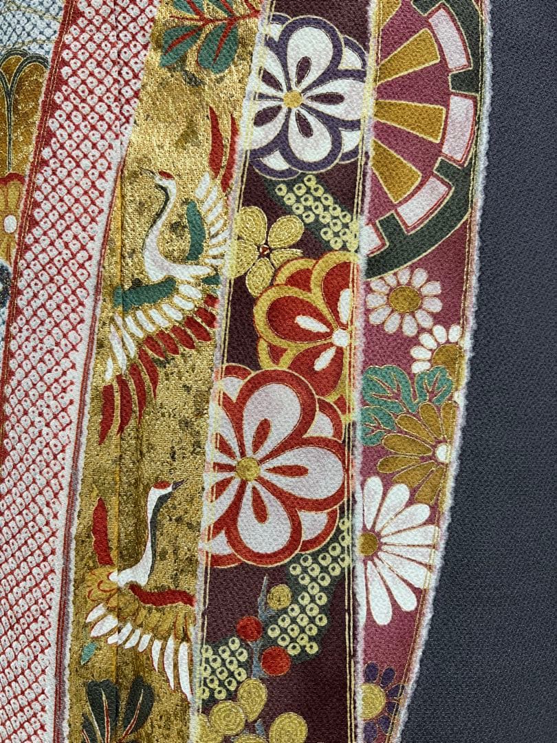 振り袖　フルセット　長襦袢付　金彩加工　しつけ付　振り柄有　重ね襟付き653