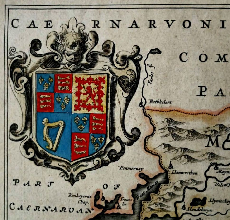 額装品　西洋古地図　1664年　J.ブラウ　ウェールズ・モンゴメリー州