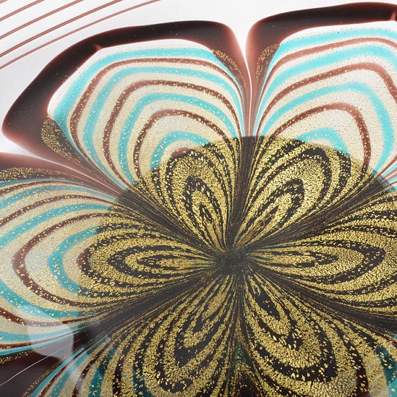 ガラス工芸　岩田久利作　華文　皿　共箱　V　R7043