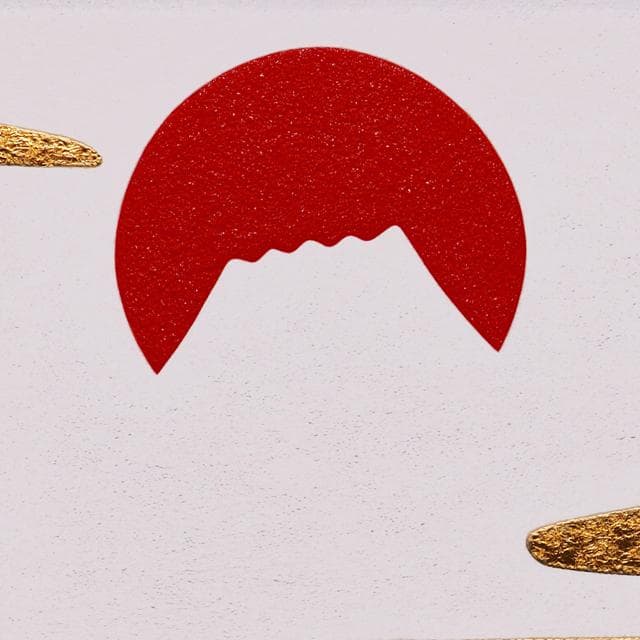 ●金沢産24K純金箔使用『金雲太陽と富士山』●がんどうあつし絵画額付日本画風油絵