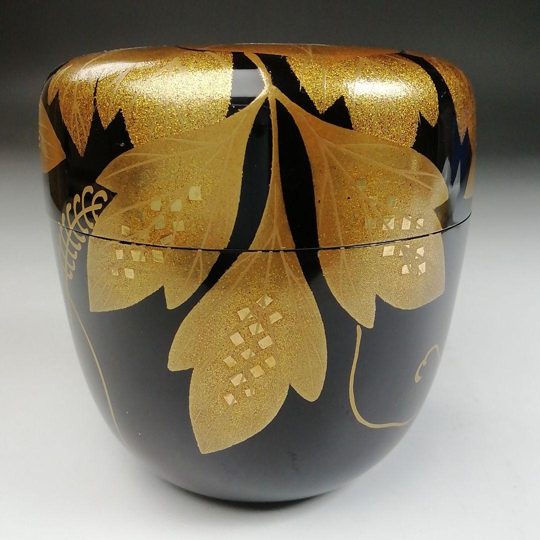 Ｔ８０２　棗　『金蒔絵』『稲井玉甫 作』　共箱　茶道具