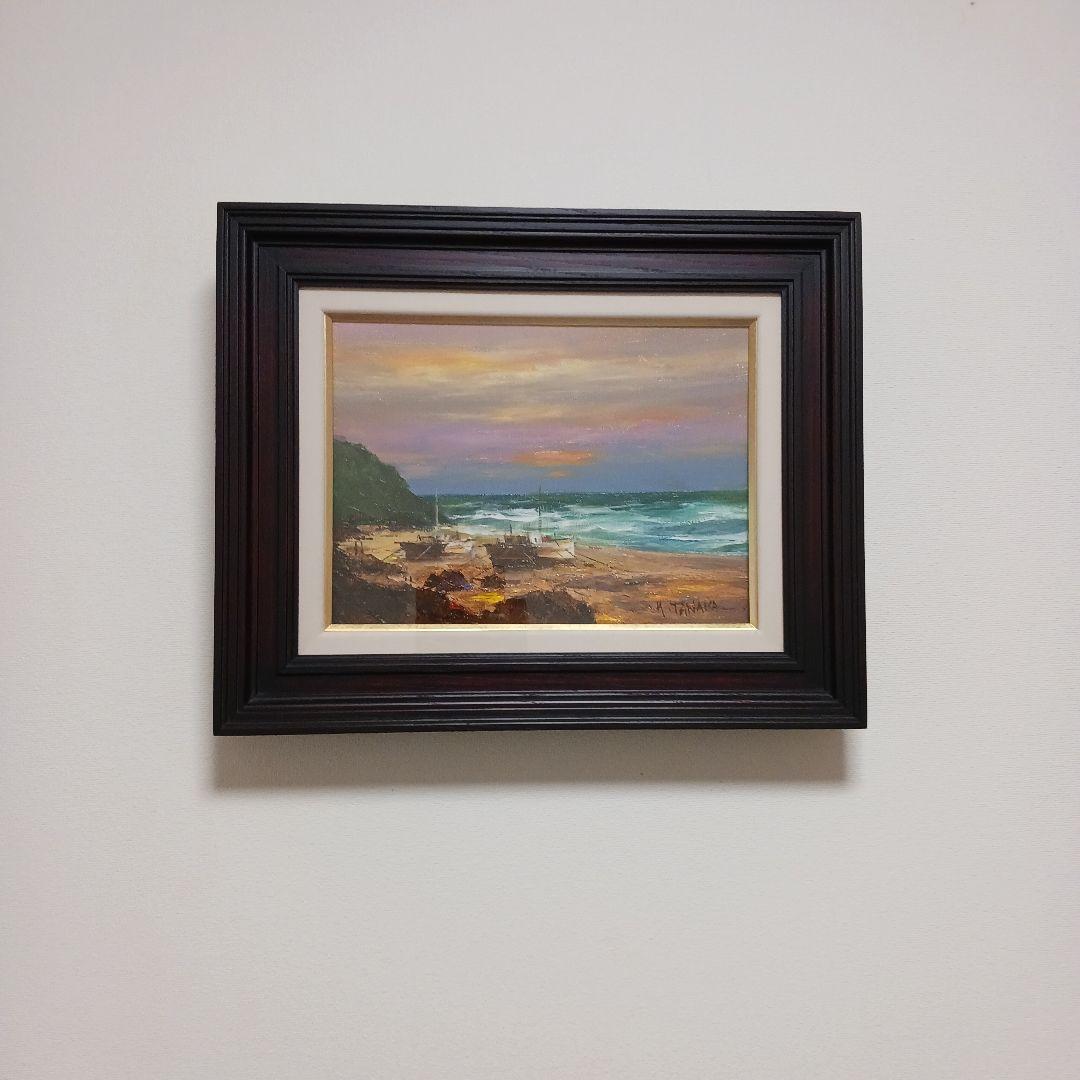 瀬戸内海の風景 油彩画 木製フレーム
