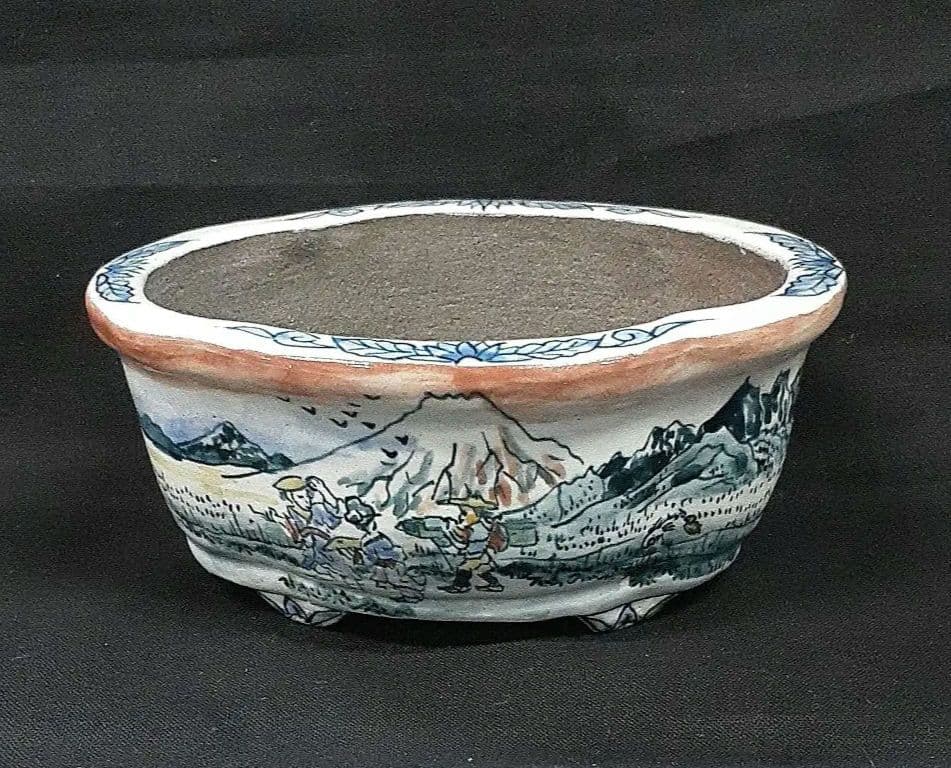 019.【陶翠窯】モッコ型３号盆栽鉢/植木鉢