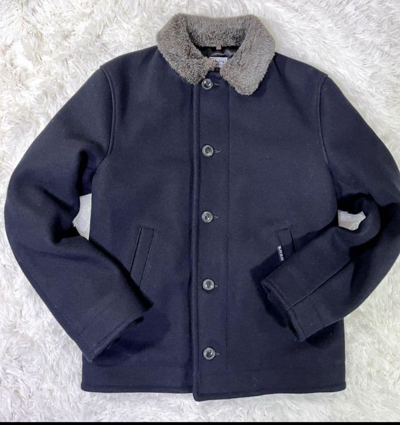 極美品✨　BlueBlue　メルトンウール　デッキジャケット　ネイビー　聖林公司