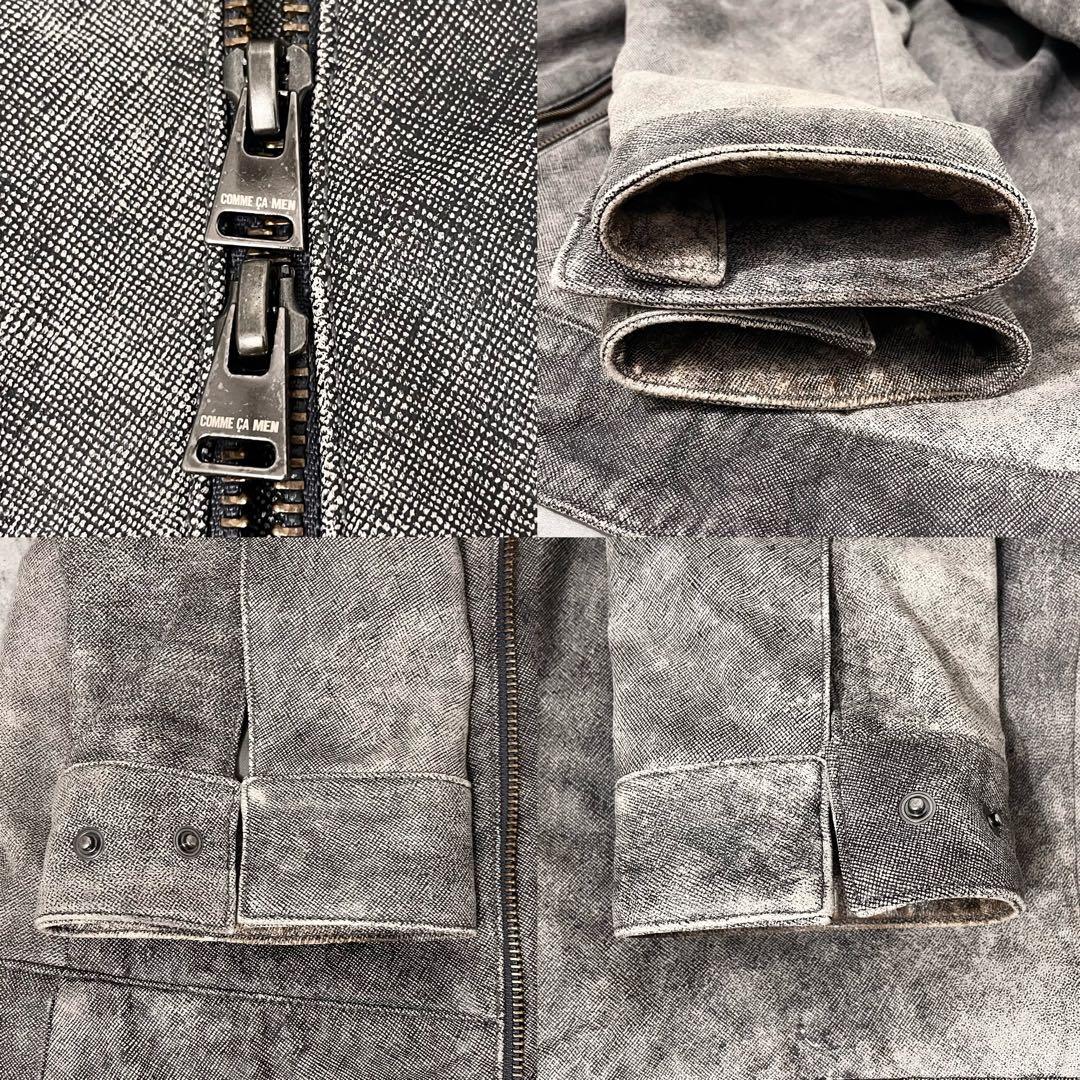 COMME CA MEN レザー ブルゾン ジャケット デニム デザイン 羊革