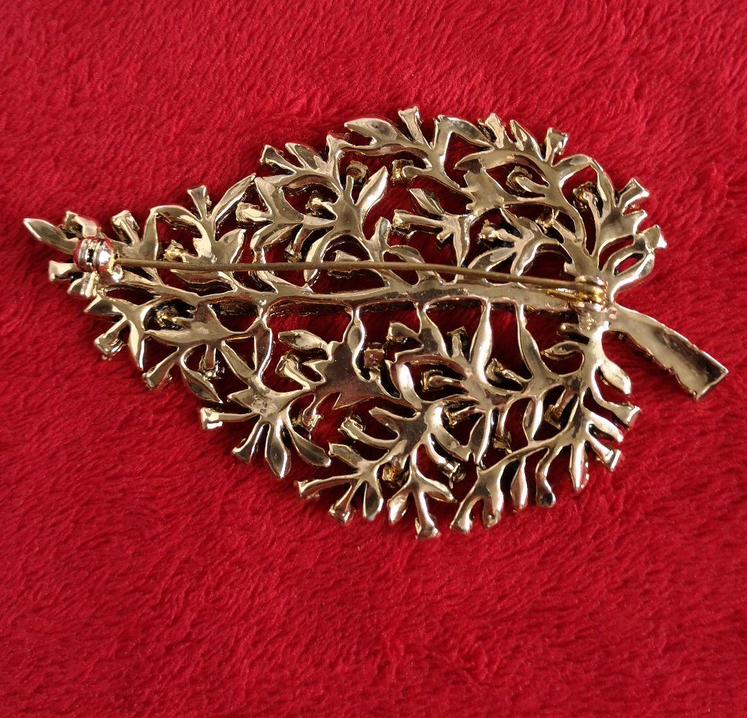 ヴィンテージ ブローチ クリスタルラインストーン 植物 アールヌーボー 73
