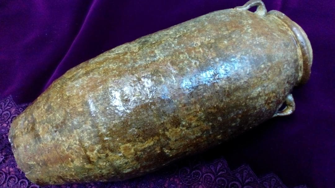 １６〜１８世紀時代頃焼締四ッ耳南蛮壺２７センチ所蔵保管コレクション