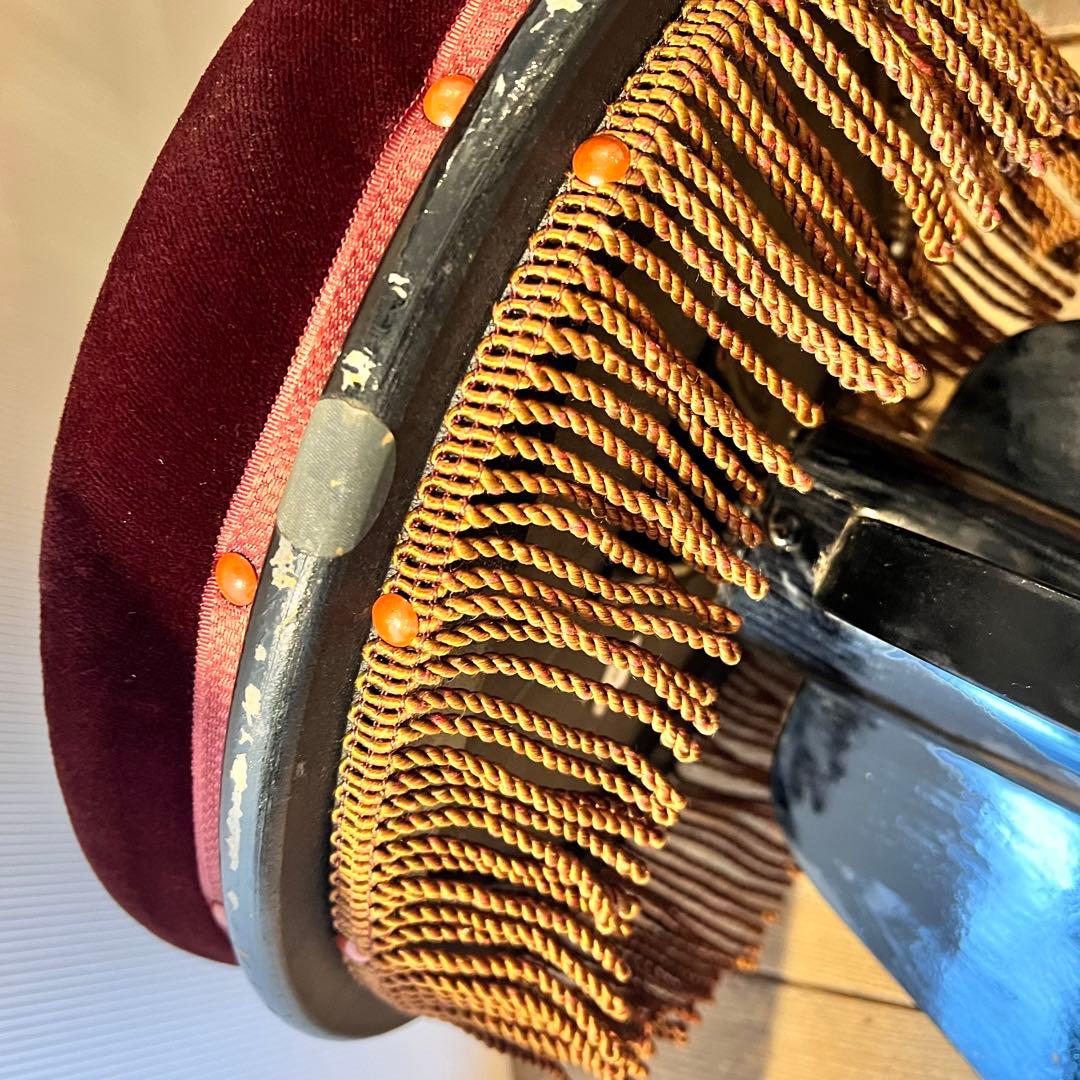 KAWAI ピアノ 丸椅子 レトロ アンティーク 回転イス チェア 紫 パープル