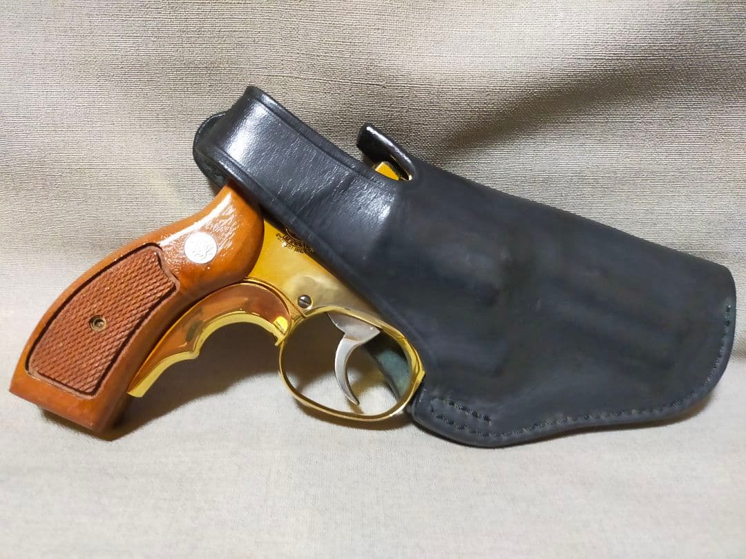 コクサイ S＆W M10 24k モデルガン 木製グリップ＋レザーホルスター