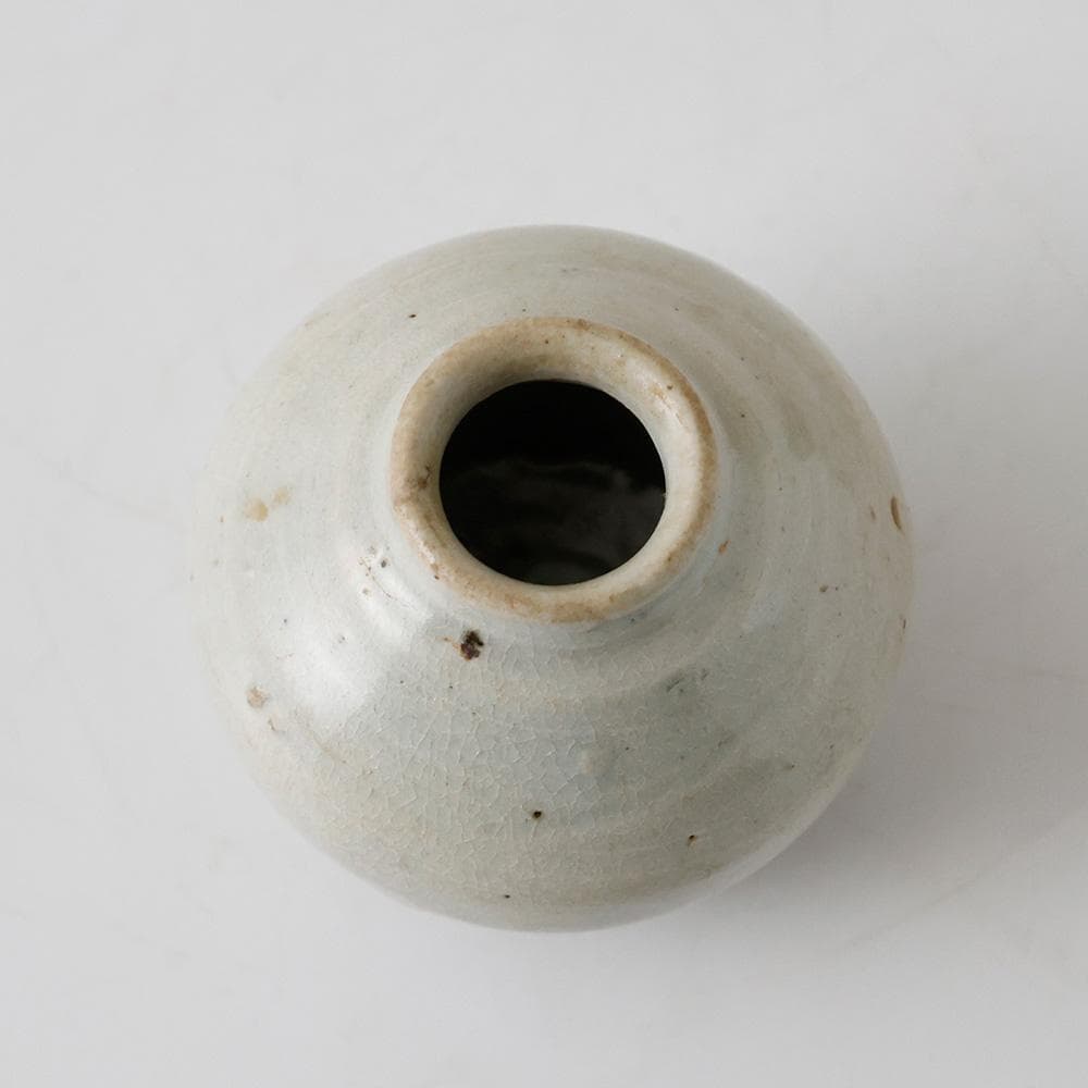 時代 朝鮮美術 李朝 茶入 李朝白磁 時代箱 茶道具 小壷 古玩仕覆黄布 げ蓋