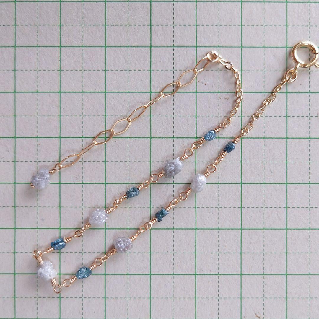 【Kayaページ】14Kgf❩ 大粒グレーダイヤ×ブルーダイヤのブレス