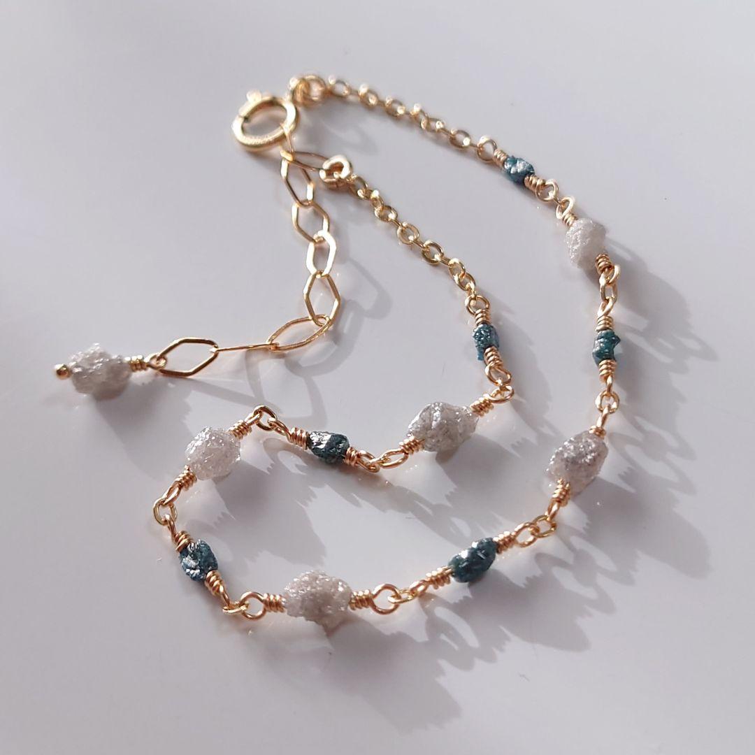 【Kayaページ】14Kgf❩ 大粒グレーダイヤ×ブルーダイヤのブレス