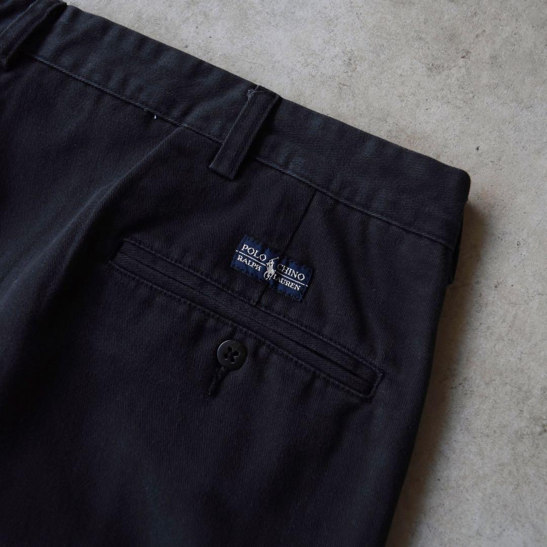 90s ラルフローレン ツータックチノ ポロチノ 黒 ブラック W40 L30