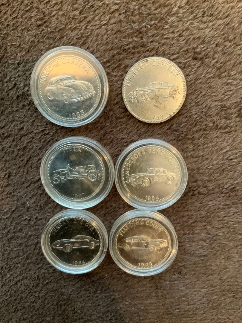 1960〜70年代「世界の有名スポーツカー」メダルコレクション6枚セット
