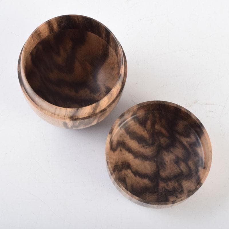 茶道具　天然木　黒柿製　無垢彫　綺麗な木目の棗　時代箱　V　8794