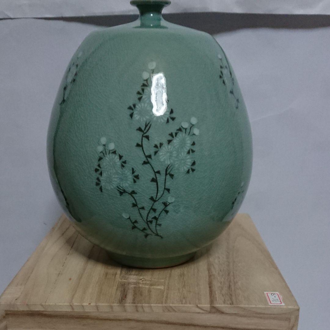 韓国・作家物・高麗青磁・花瓶・未使用品☆常識の範囲の価格交渉ＯＫ