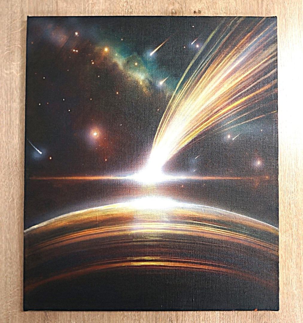 0006　絵画　宇宙　木製　額縁