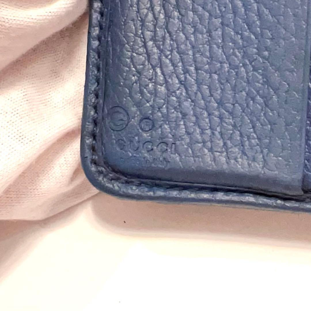 グッチ 折り財布 GGキャンバス GG ラウンドファスナー コンパクト ブルー