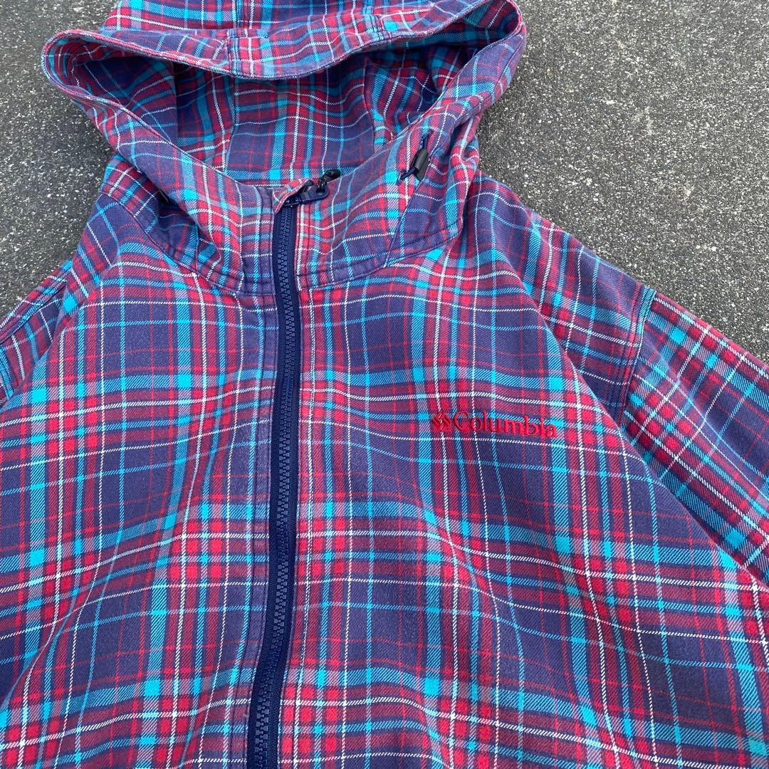 00s Columbia 短丈 チェック ジャケット y2k テック系 人気