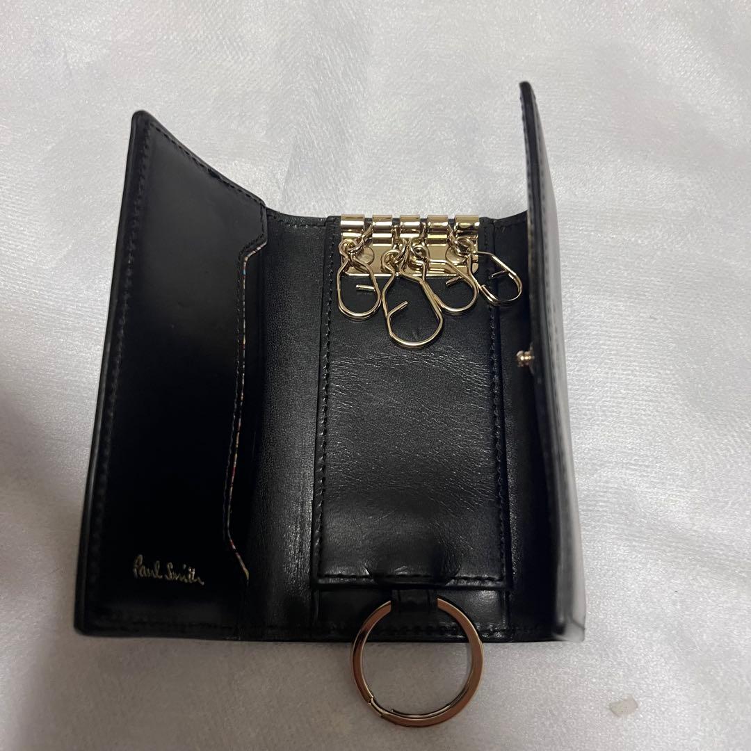 新品　ポールスミス　キーケース　ブラック　黒　ベジタン　レザー　キーリング　本革