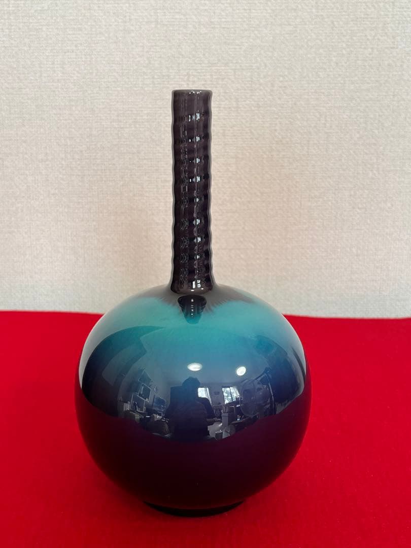 人間国宝 柳雨軒 三代 徳田八十吉 花入 管理T292 共箱 共布 陶歴付