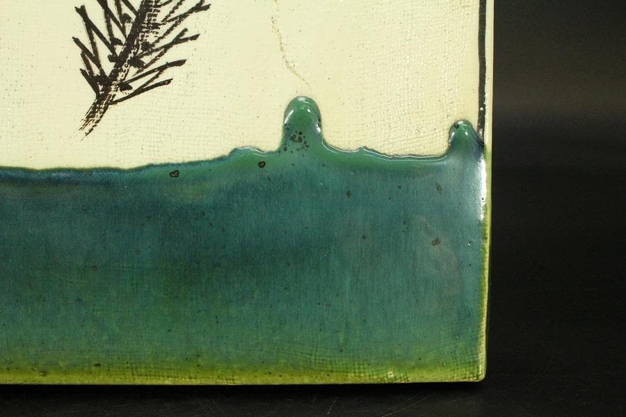 茶道具 織部 敷き瓦 瓶掛 敷き板 27.5cmx27.5cm(LC587)