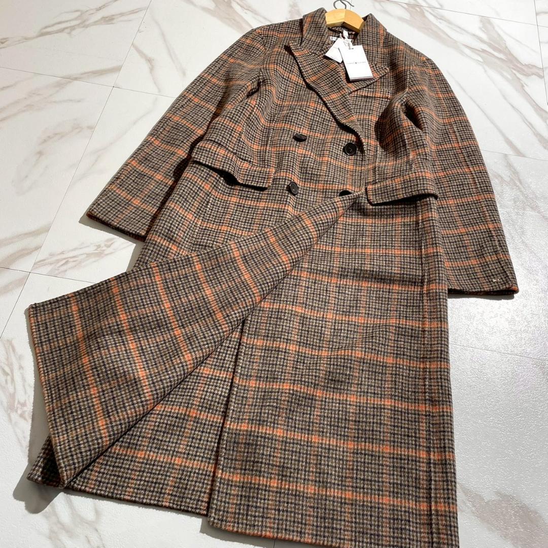24aw　未使用　5万　トミーヒルフィガー　ウール　ダブル　チェックコート
