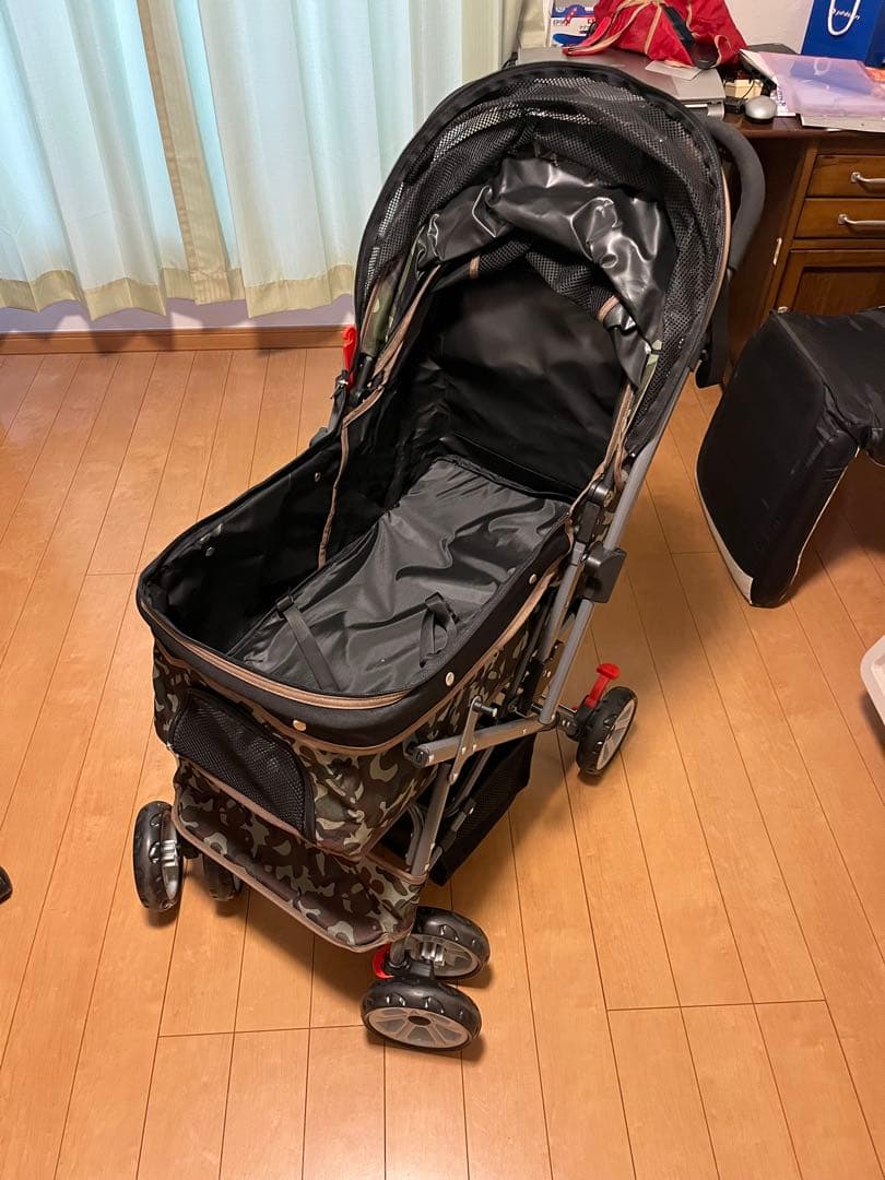 迷彩柄ペットカート メッシュカバー付き