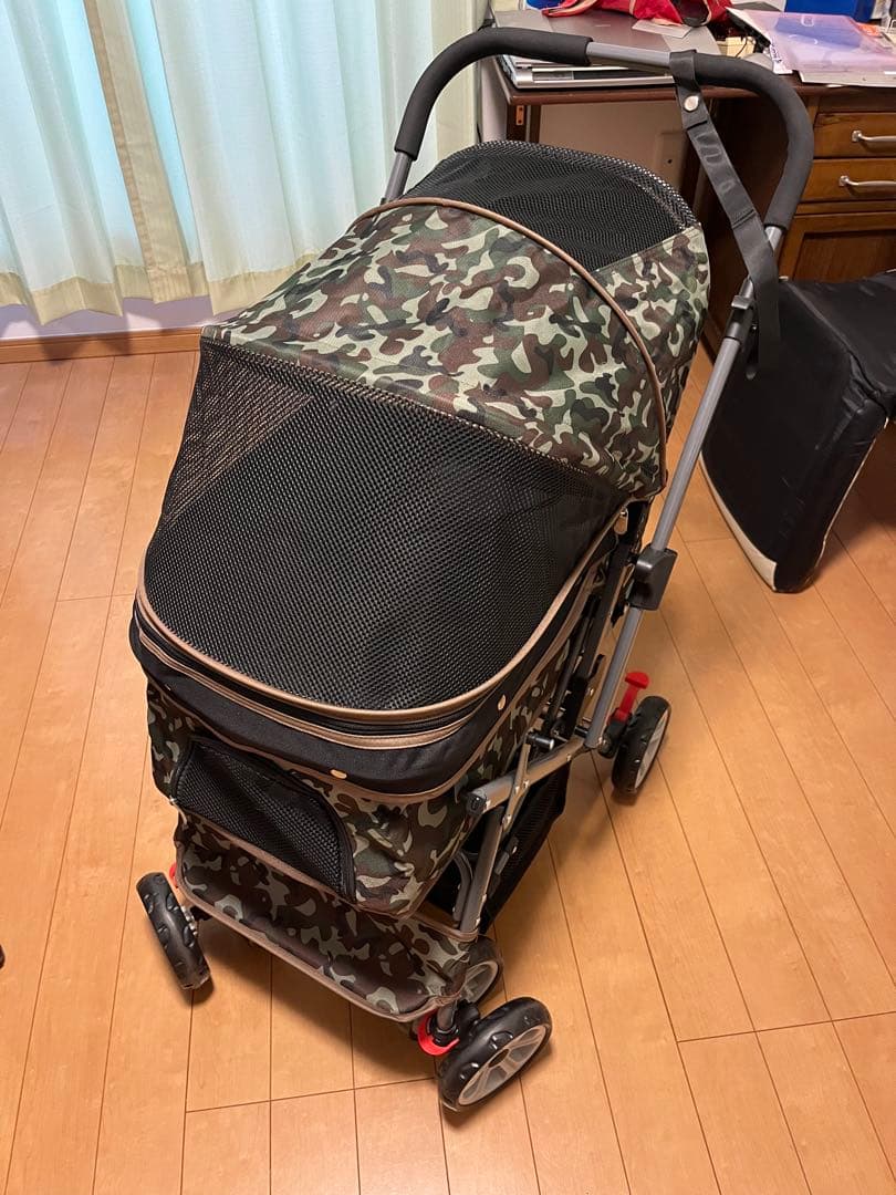 迷彩柄ペットカート メッシュカバー付き