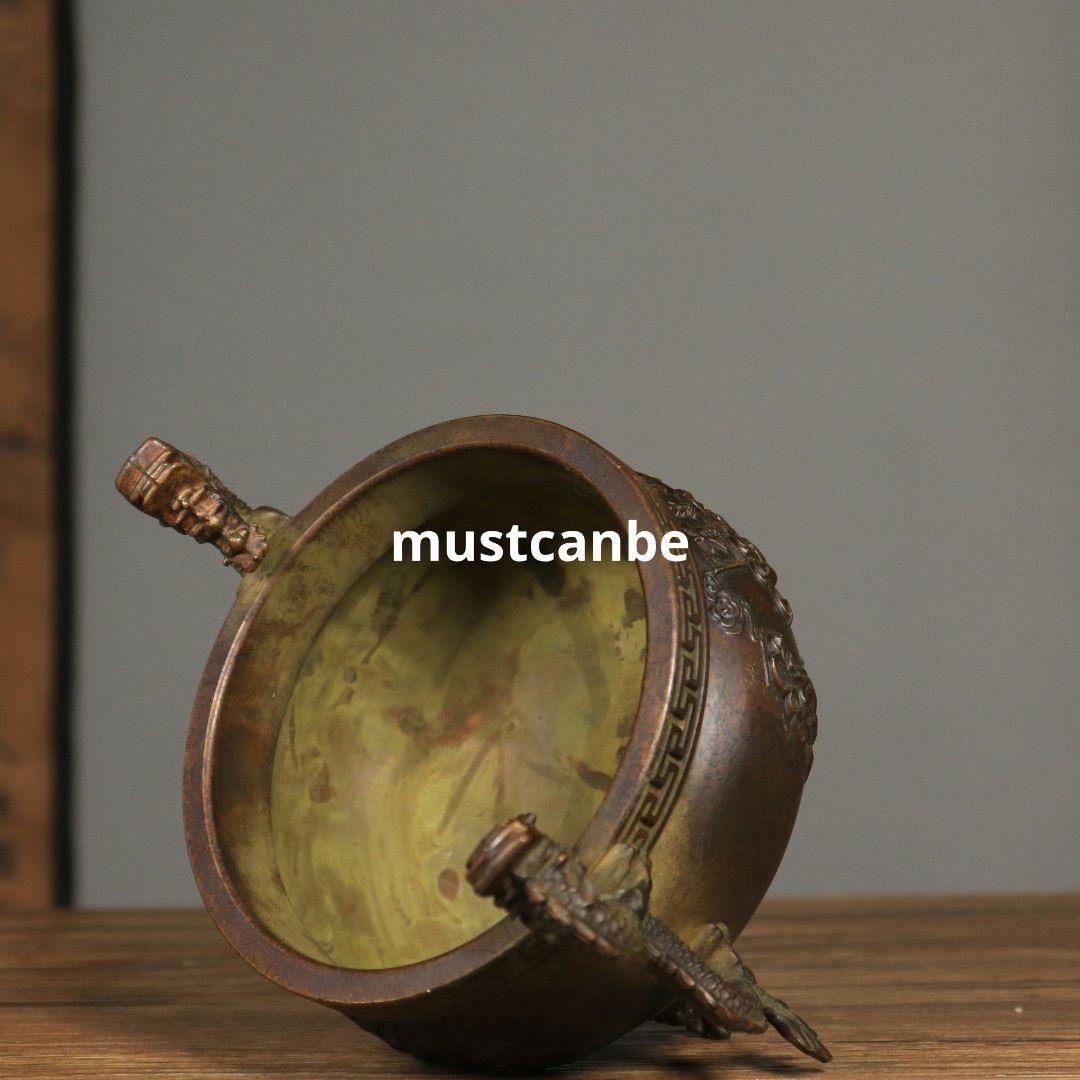 銅器 香炉 竜耳香炉 供養炉 鎮宅 辟邪 開運風水 招財 置物 工芸品