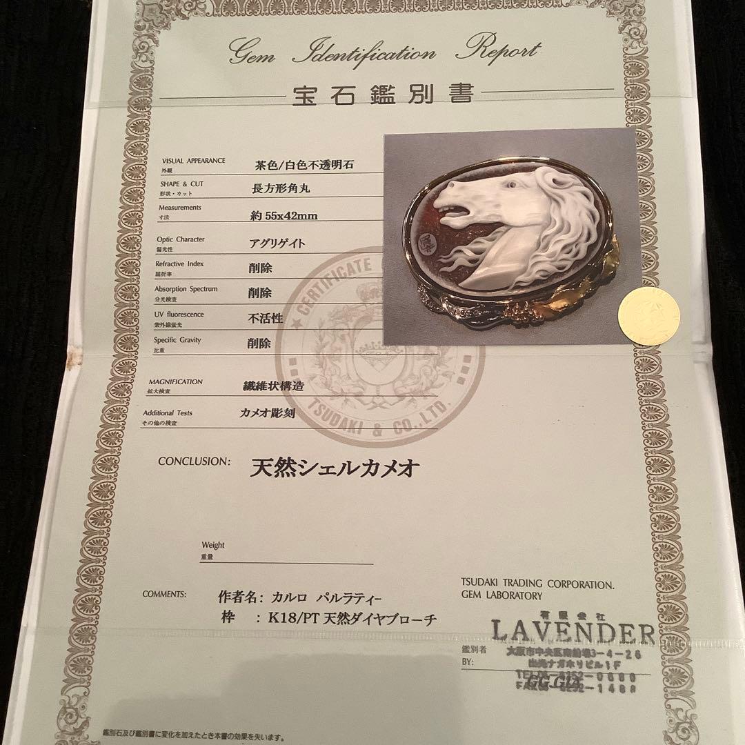 t*i様 鑑別書付き　天然シェルカメオ