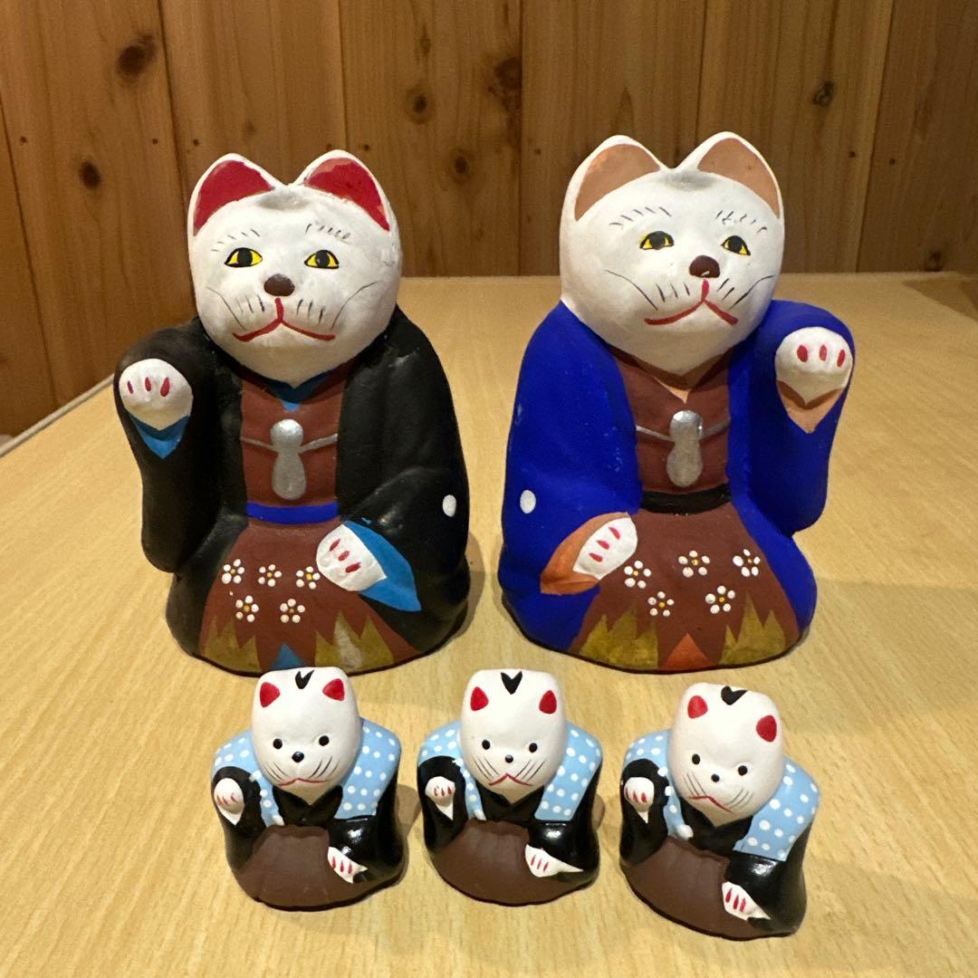 丹嘉　招き猫2対　と　住吉神社　初辰猫