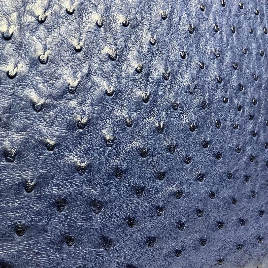 COMTESSE コンテス ハンドバッグ オーストリッチ　ブルー　ゴールド金具