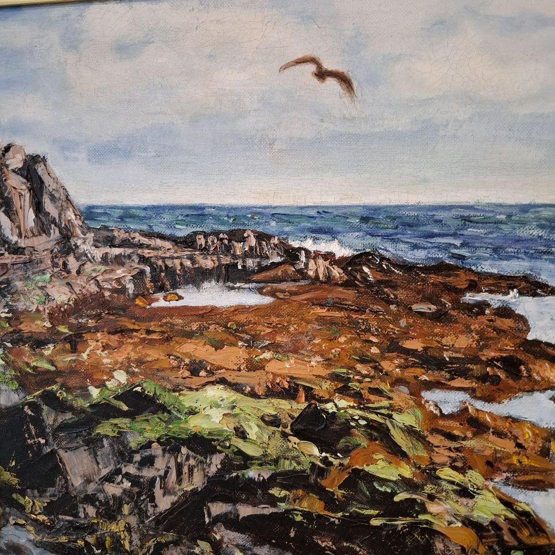 油絵　早春の磯　大平洋黒潮　M 15