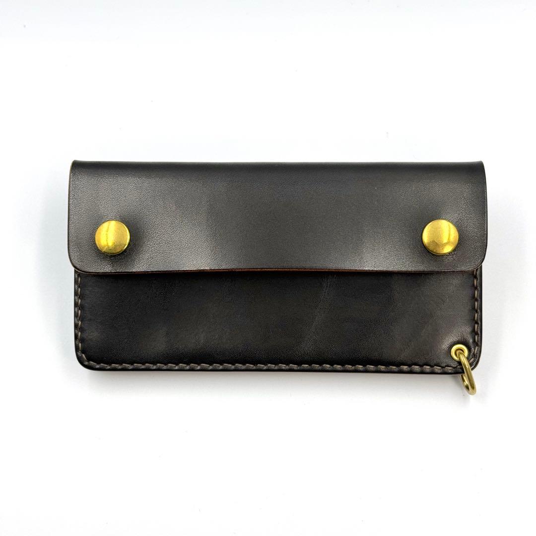 トラッカーウォレット(ブラック)サドルレザー　タロンジッパー　ヴィンテージタイプ