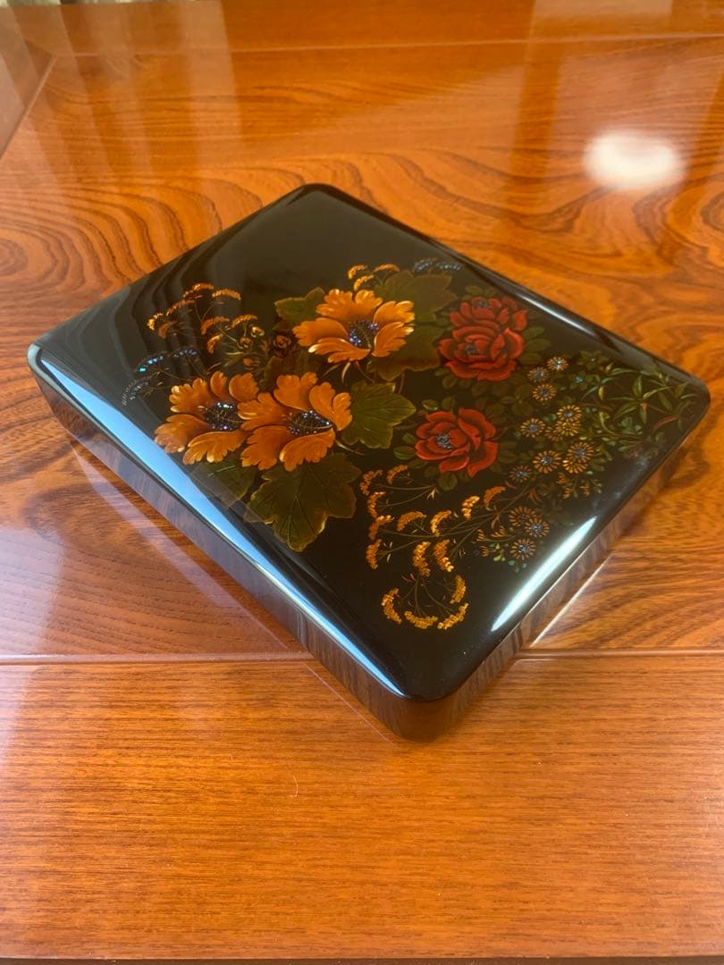 螺鈿漆塗り硯箱 小物入れインテリア 八雲塗り 木製漆器工芸品 美品 化粧箱付