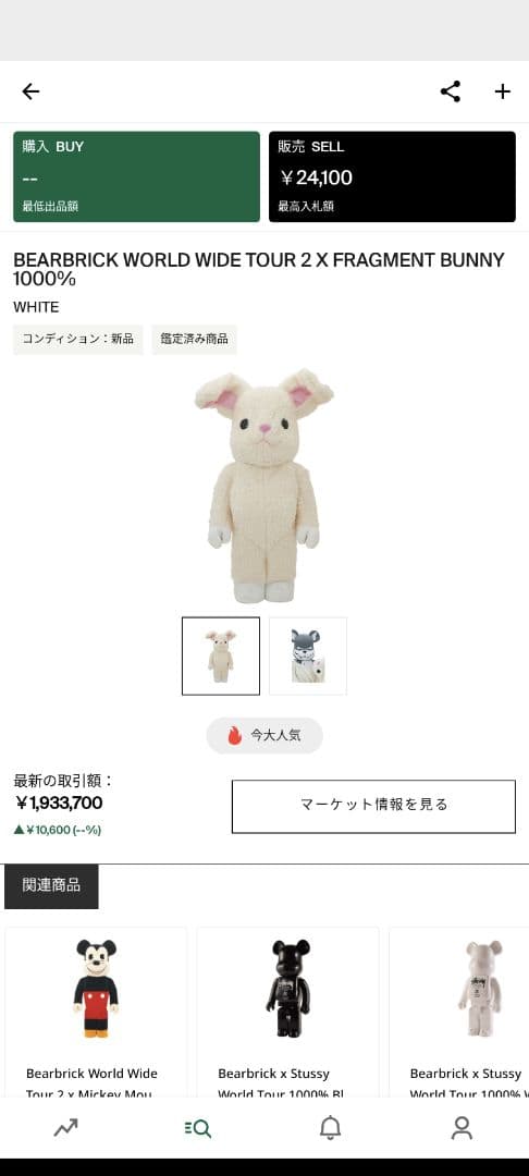 レア BE@RBRICK fragment ラビット／オオカミ 1000%