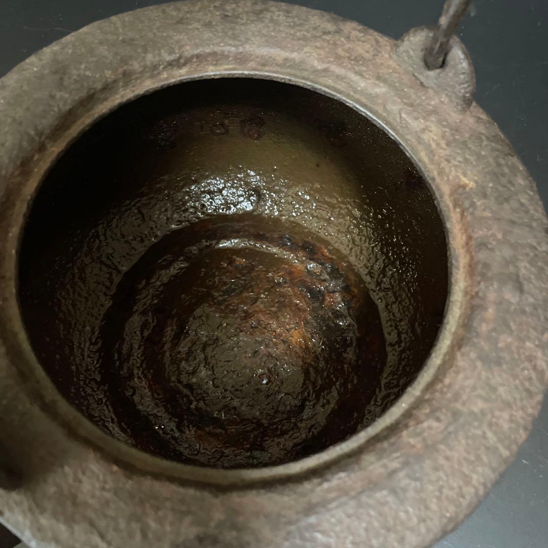 時代物　鉄瓶　大国　安之助　龍文堂銅蓋