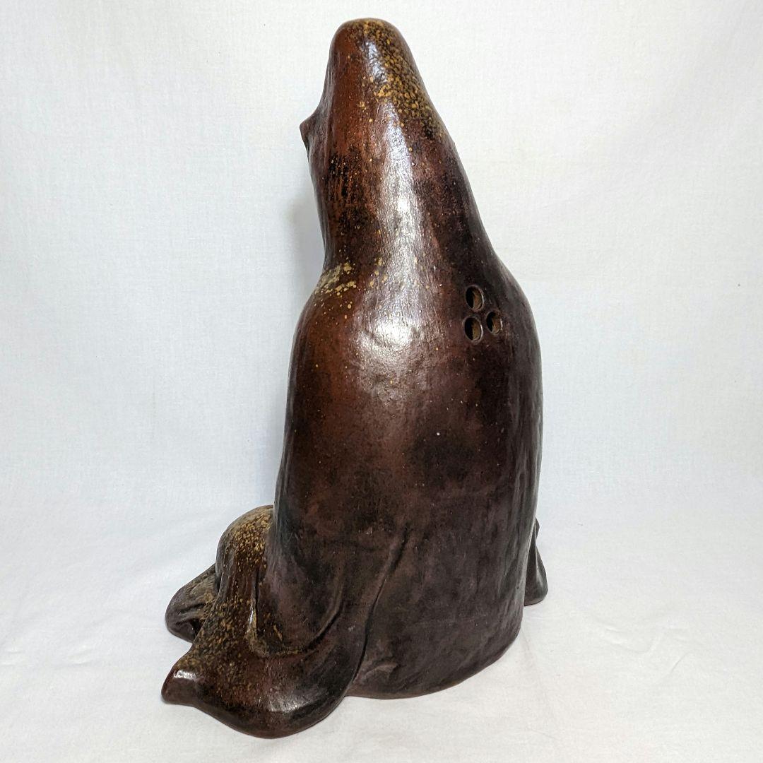 備前焼 観音菩薩座像 仏像 置物 仏教 陶像 インテリア 細工物 久本浩一？