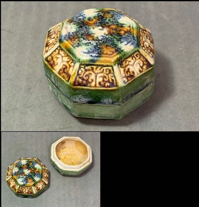 中国 三彩八角香合（印合　合子）　f2220730