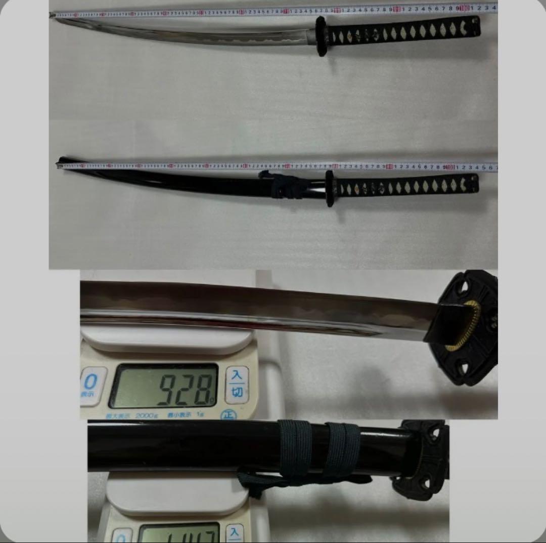 薄刃　居合練習用刀 黑鞘　鞘付き長さ104cm 鞘抜き重さ約928g