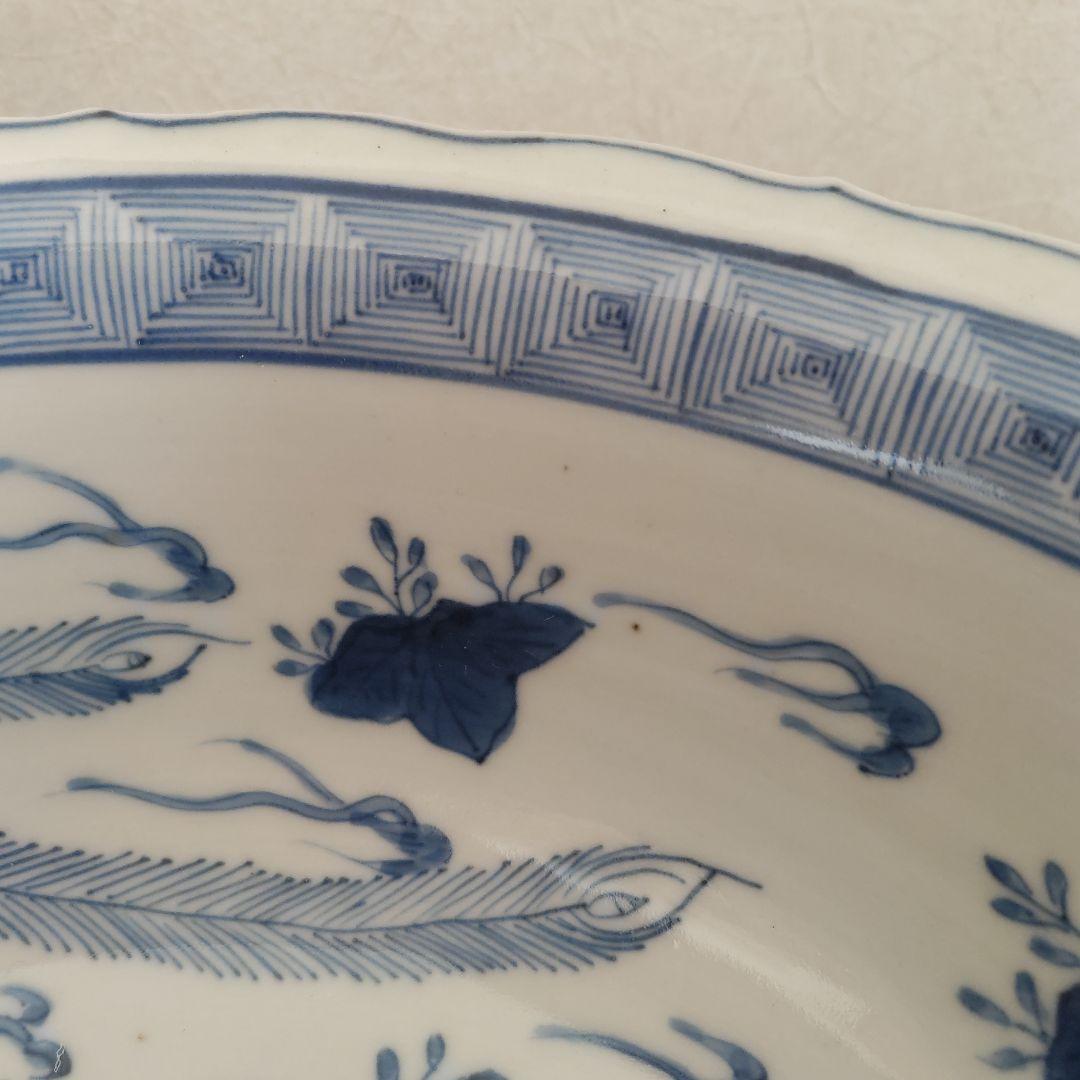 完品の美品　凄く大きい　 古伊万里　江戸期 大鉢　龍と鳳凰図