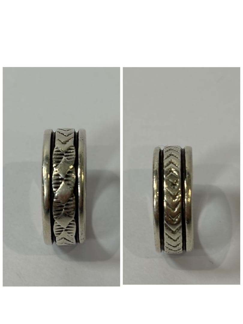 ナバホ族 ブルースモーガン作 スタンプワークリング インディアンジュエリー15号