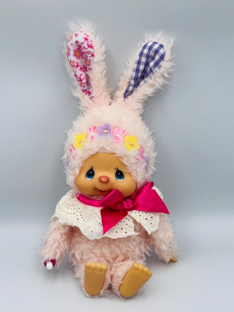 チムたん フラワーバニー 　モンチッチ　セキグチ　レトロ　ぬいぐるみ