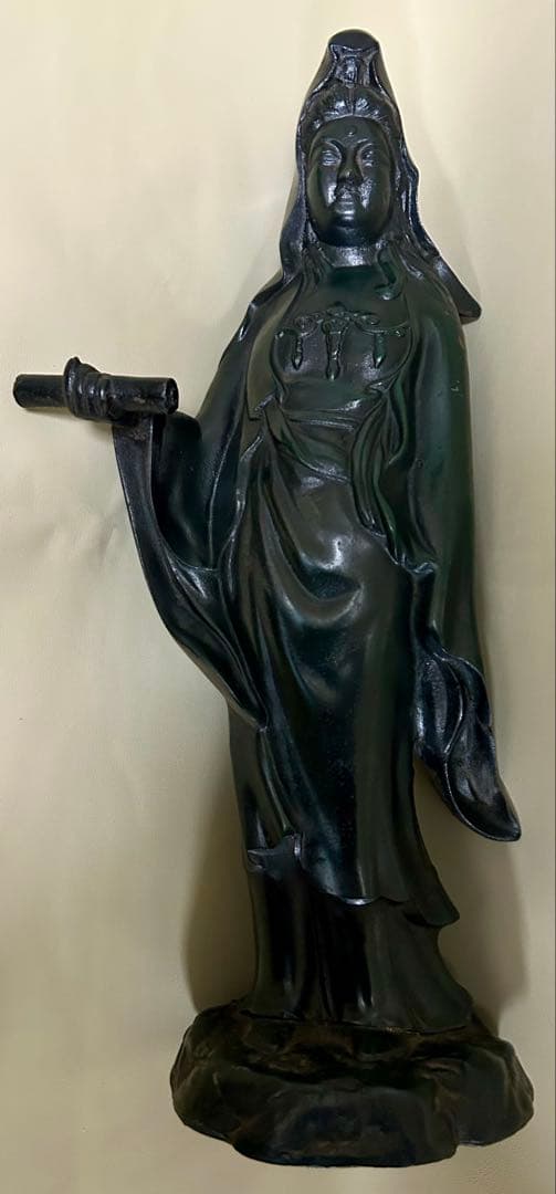 観音菩薩像 高さ約52cm 金属製 観音様 仏像 置物 インテリア