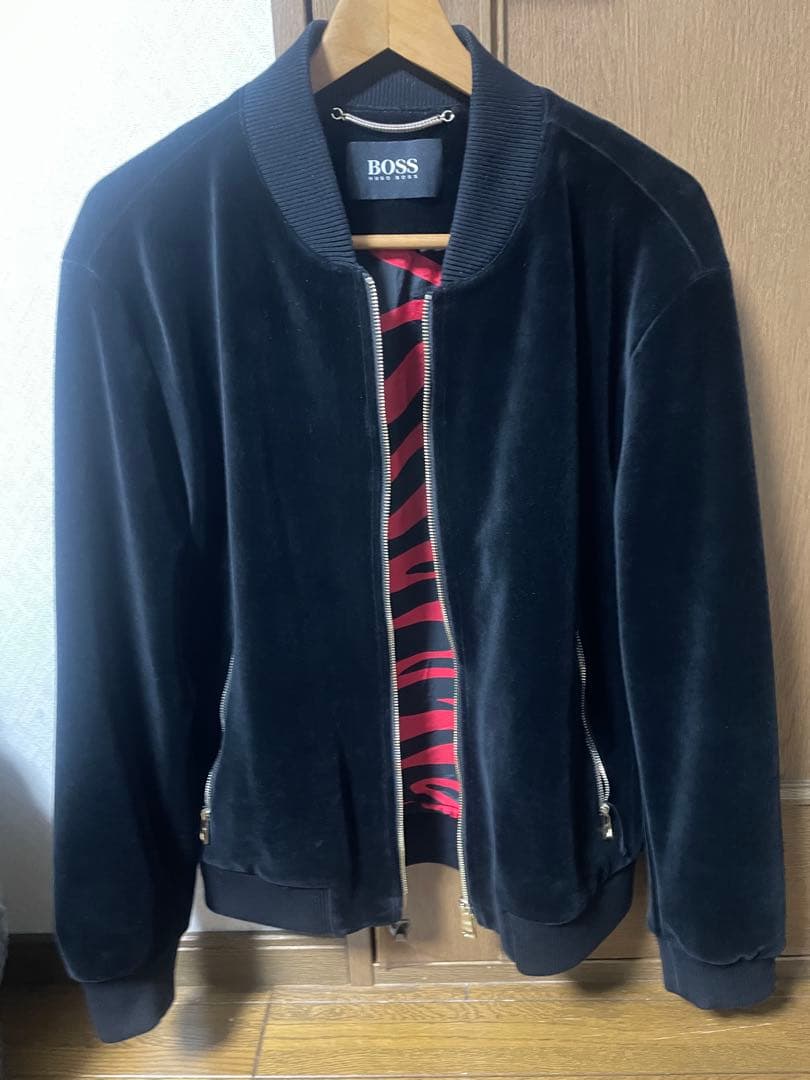 蟹*噌様 hugo bossジップアップ ボンバージャケットブラック　48